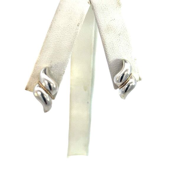 Tiffany & Co Estate Earrings With Original Back Sterling Silver 14k Gold TIF708 - Picture 4 of 7